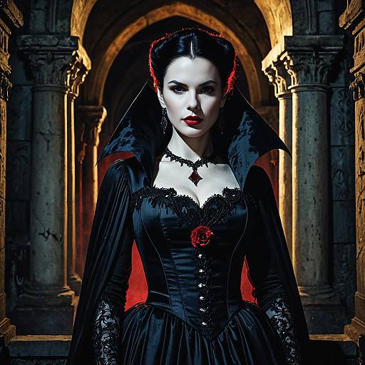 Gothic Vampire Queen in Ancient Crypt