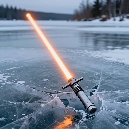 Realistic Orange Lightsaber on Ice