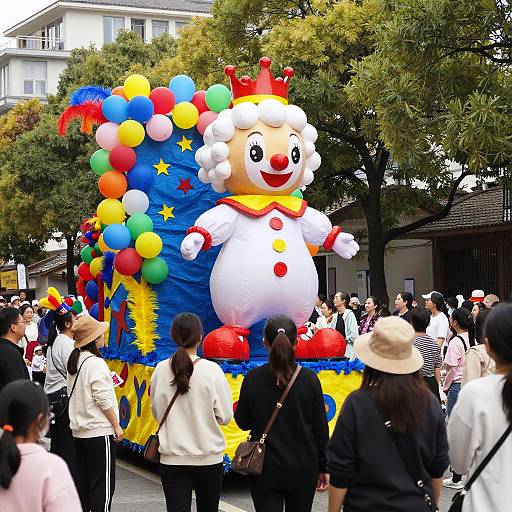 Colorful Clown Float at Outdoor Parade