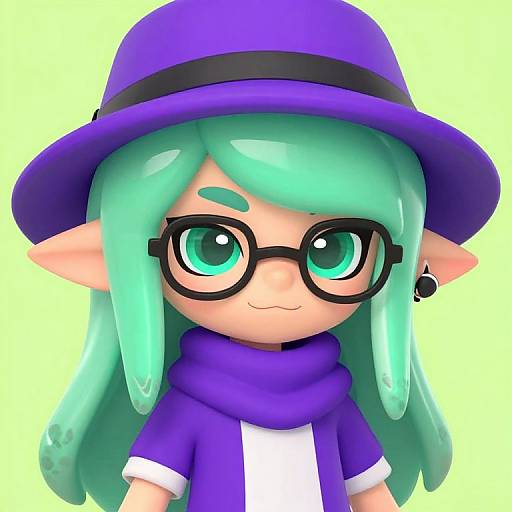Splatoon Girl with Green Hair and Glasses