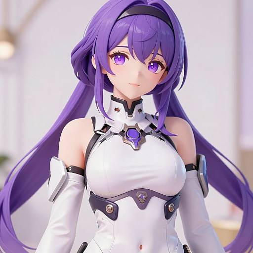 Anime-style Purple-Haired Virtual YouTuber