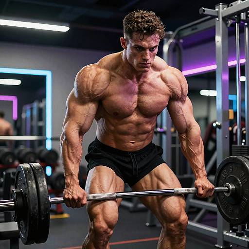 Gigachad Lifting Weights in Neon Gym