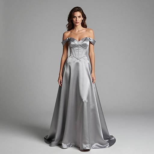 Elegant Silver Satin Ball Gown