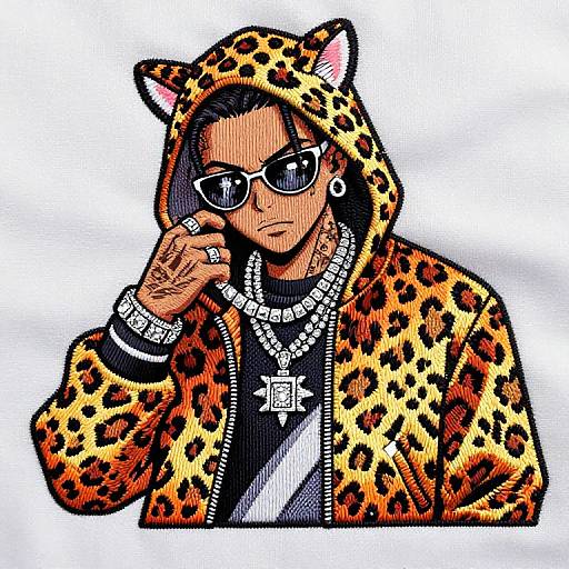 Hip Hop Leopard in Anime Style