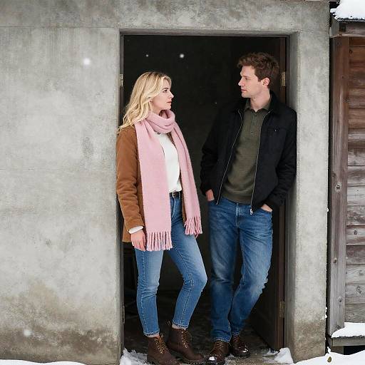 Winter Portrait in Concrete Doorway