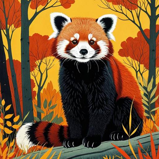 Charming Red Panda Portrait in Autumn Charming Red Panda Portrait in Autumn