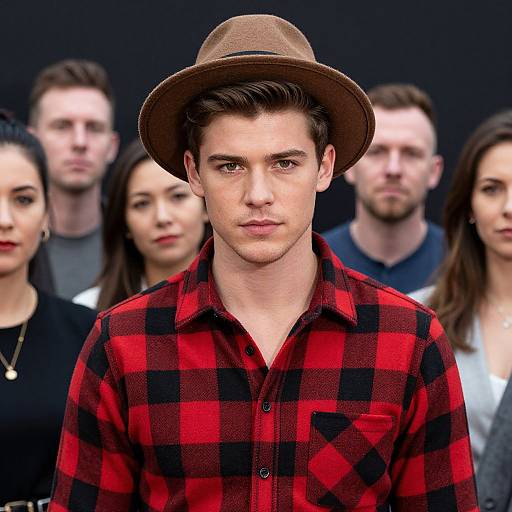 Confident Man with Fedora and Plaid