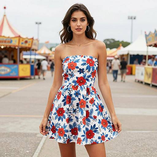 Athletic Woman in Floral Spring Dress