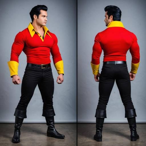 Gaston Cosplay Costume Front and Back View