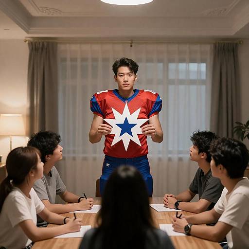 Football Player in Star-Patterned Uniform