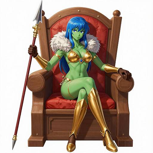 Anime Warrior on a Throne Illustration