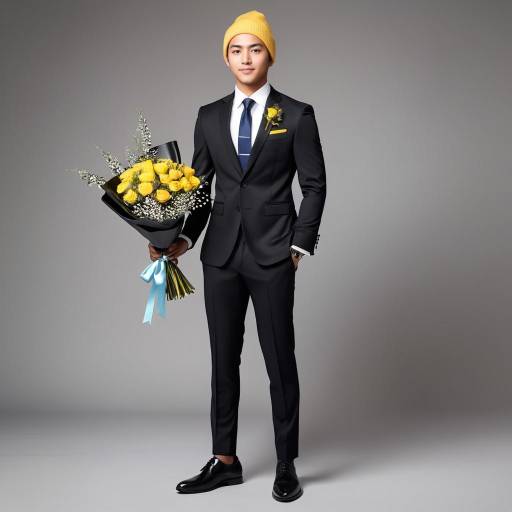 Formal Male Pose in Floral Theme Formal Male Pose in Floral Theme