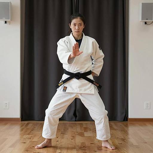 Asian Woman Practicing Judo in Gi