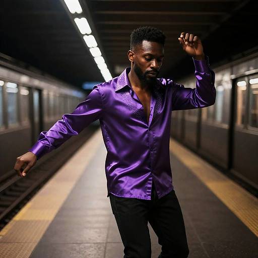 Afrobeat Bandleader in Purple Satin Disco