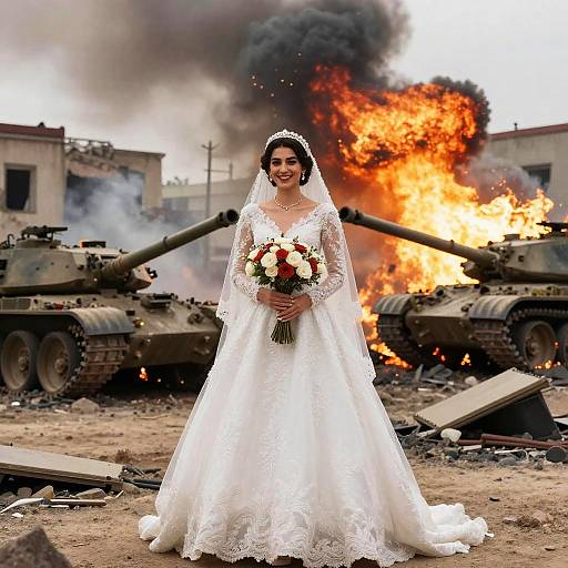 Beautiful Bride in War Zone