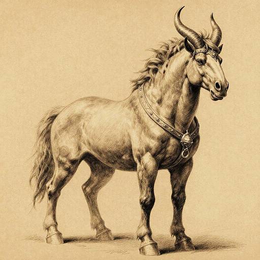 Detailed Pencil Sketch of a Fantasy Centaur