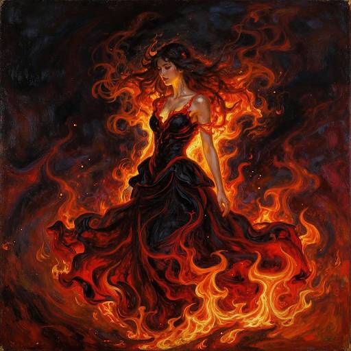 Flaming Dress: Fiery Elegance Portrait