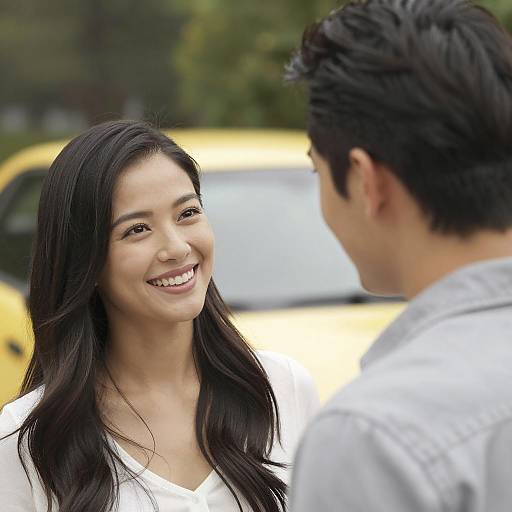 Couple in Profile with Yellow Car Background