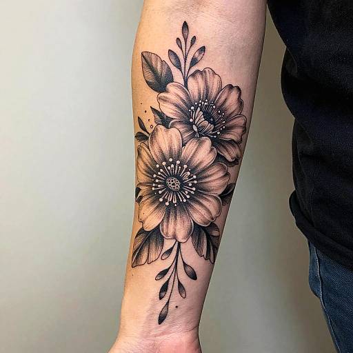 Intricate Black and Grey Forearm Tattoo
