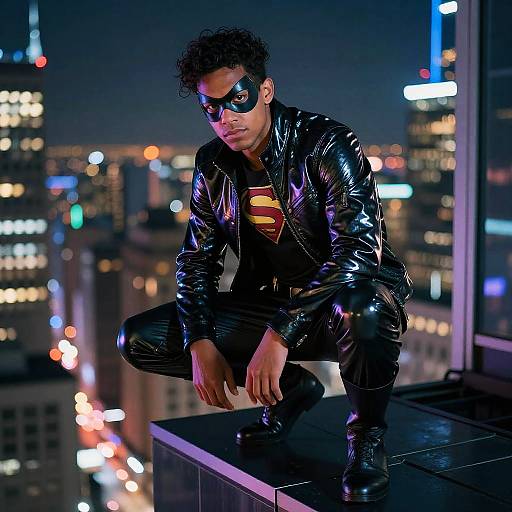 Mixed Race Superhero Neon City Edge