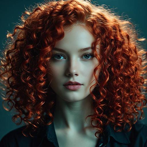 Confident Woman with Curly Red Hair