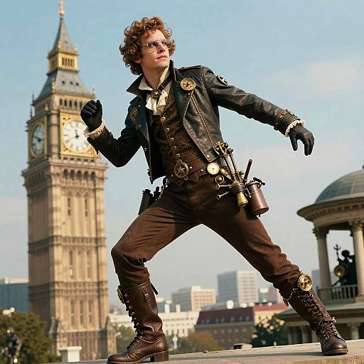 Witty Steampunk Time Traveler Pose