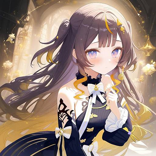 Illustration of Anya melfissa, hololive in the style of Fuumi (radial engine)