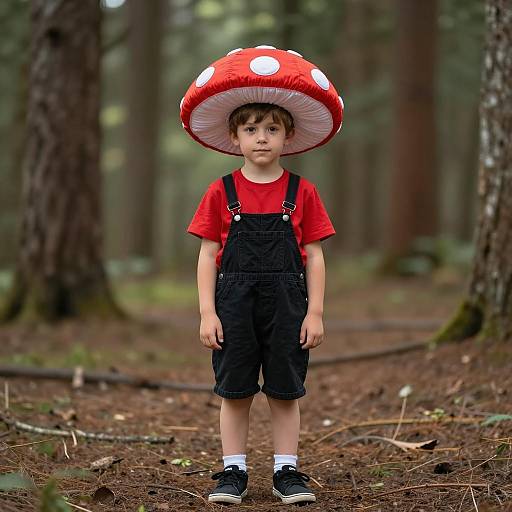 Boy in a Playful Mushroom Costume
