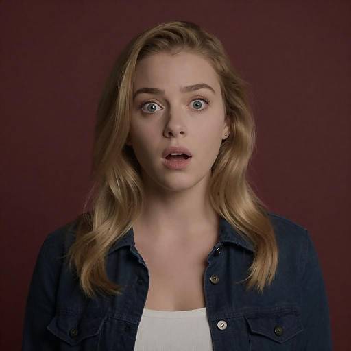 Surprised Young Woman in Dark Lighting