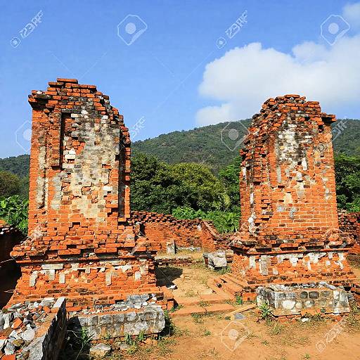Sunlit Ancient Brick Ruins Landscape