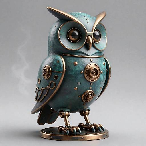 Steampunk Mechanical Owl Sculpture