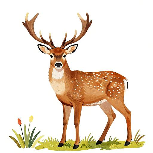 Vibrant Naive Art Deer
