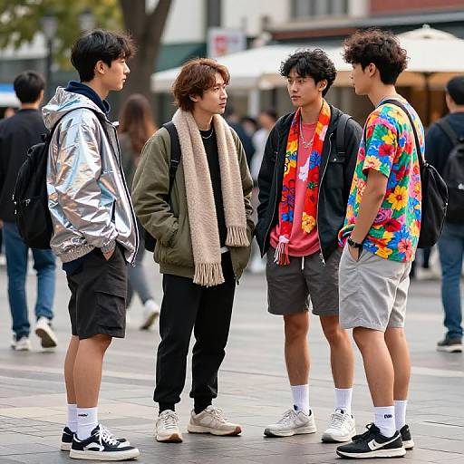 Seasonal Streetwear in Urban Plaza