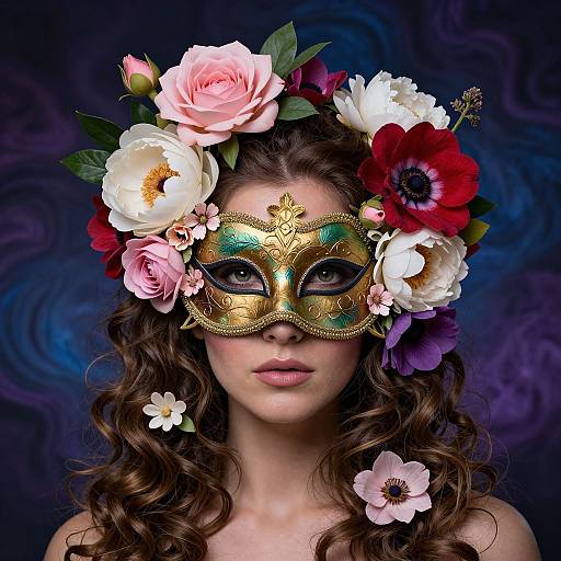 Elegant Floral Masquerade Beauty