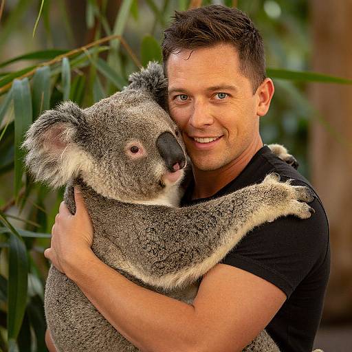 Man Embracing Koala in Warm Light