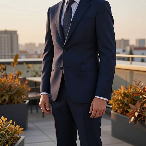 Elegant Midnight Blue Suit at Rooftop