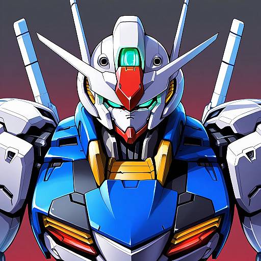 Illustration of Gundam aerial, gundam in the style of Wisespeak