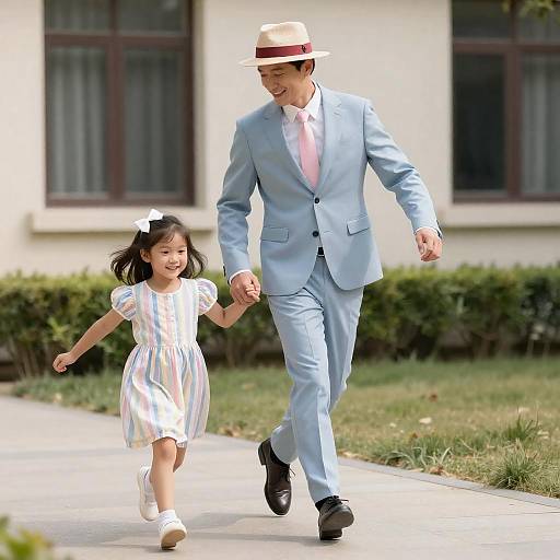 Father and Daughter Running Outdoors