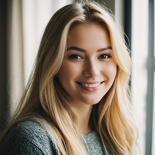 Softly Smiling Blonde Woman Portrait