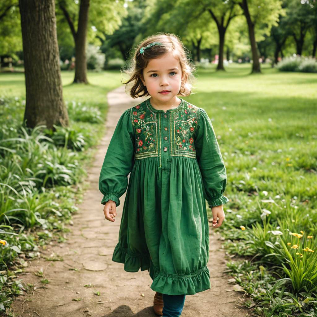 Child Exploring a Serene Green Park