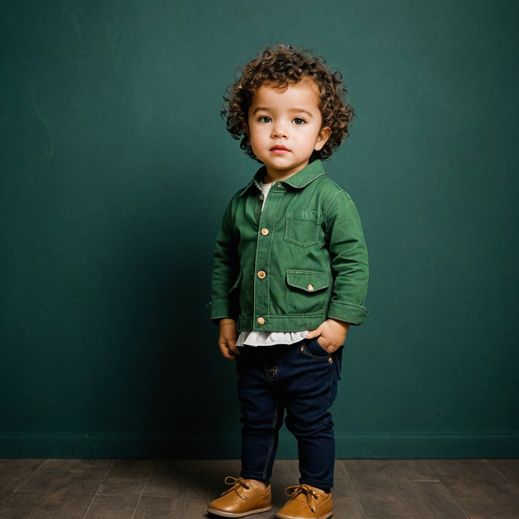 Toddler Portrait in Dark Emerald Studio