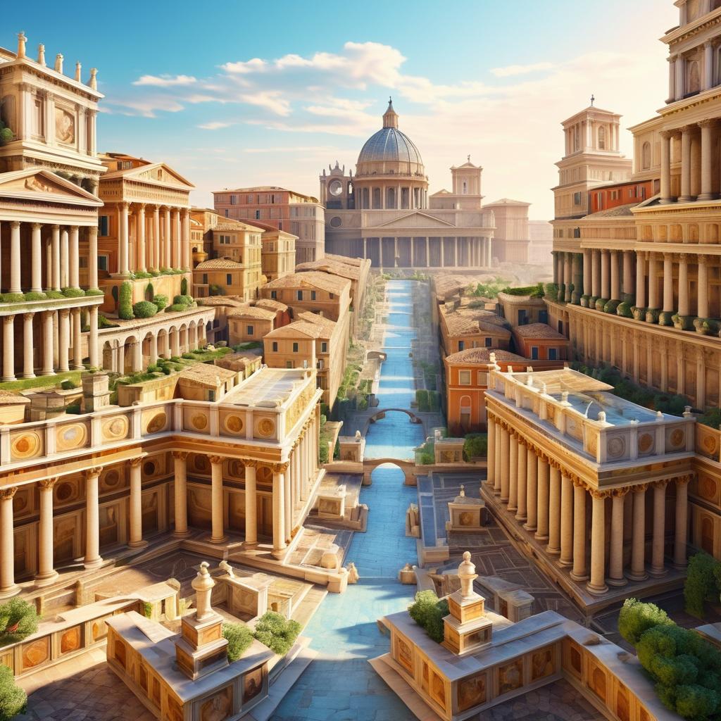 Vibrant Roman Cityscape in 3D Relief