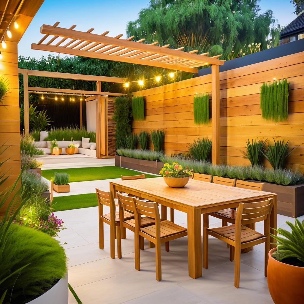 Vibrant Garden Patio Family Interaction Scene