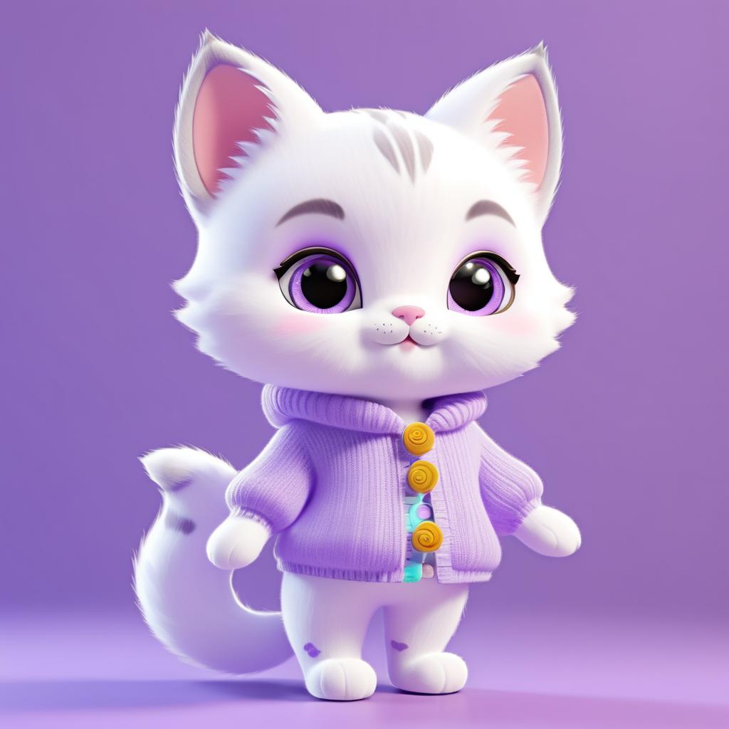 Charming 3D Chibi Kitten Character