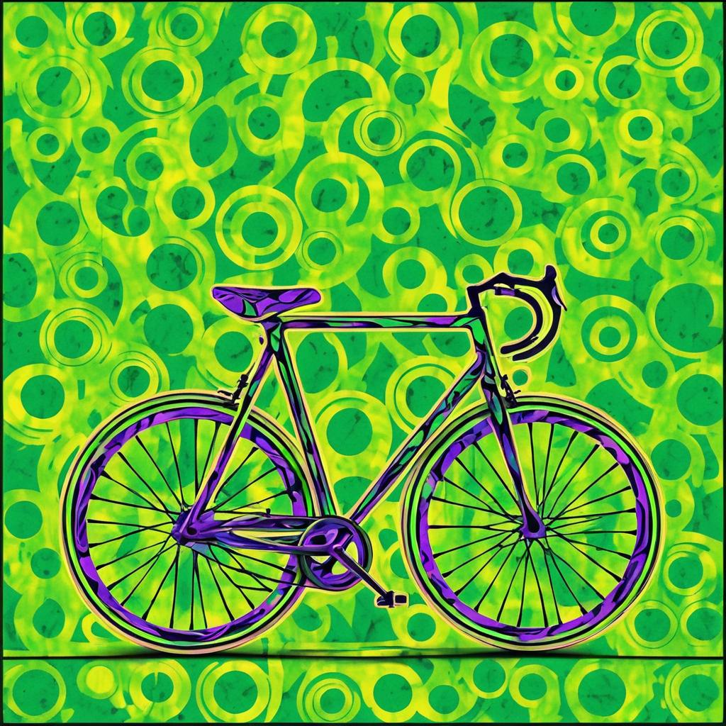 Neon Marbled Bicycle Art in Picasso Style