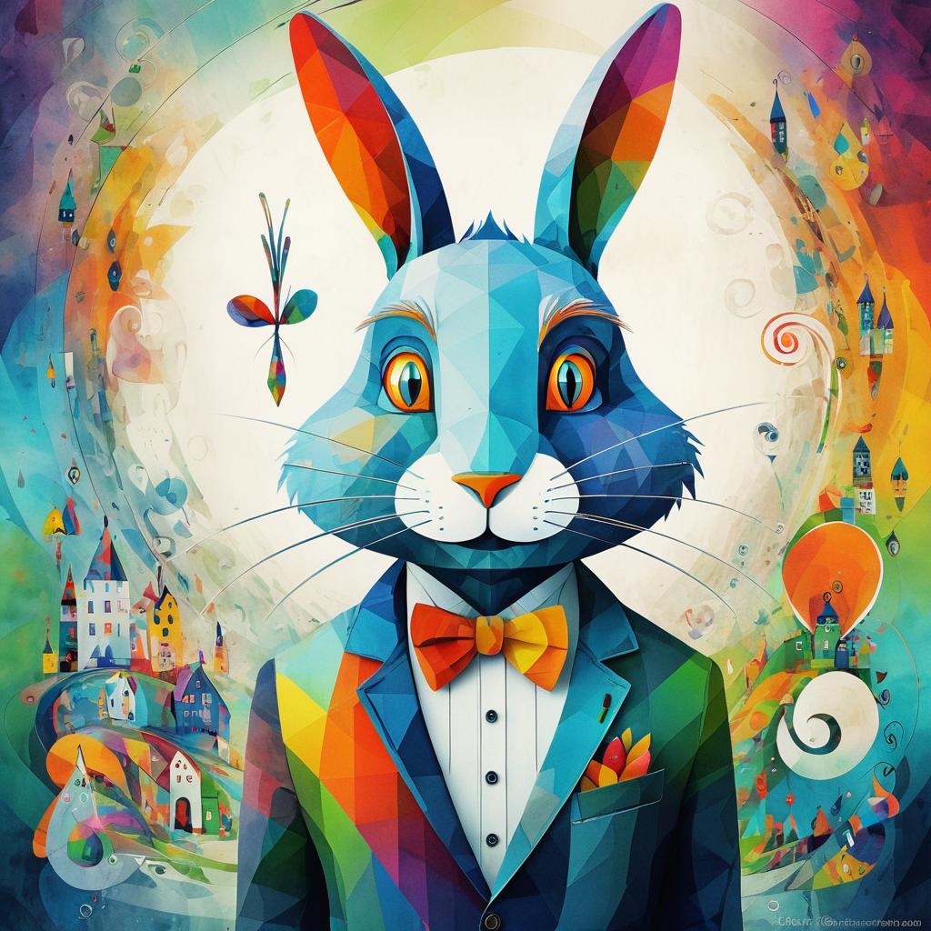 Whimsical Mr. Rabbit Art Fusion