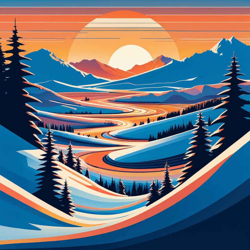 Retro Skiers in a Dali-Inspired Landscape