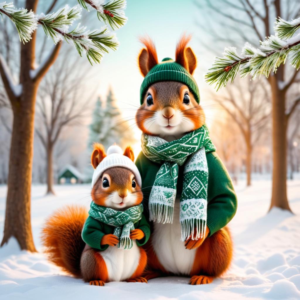 Cozy Squirrel Family in Winter Park