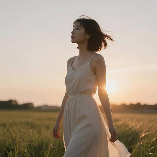Golden Hour Floating Hair Photoreal Portrait