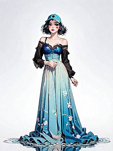 Elegant Woman in Pastel Mermaid Gown